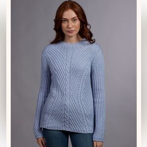 Aran Sweater Market Merino Funnel Neck Ribbed Sweater